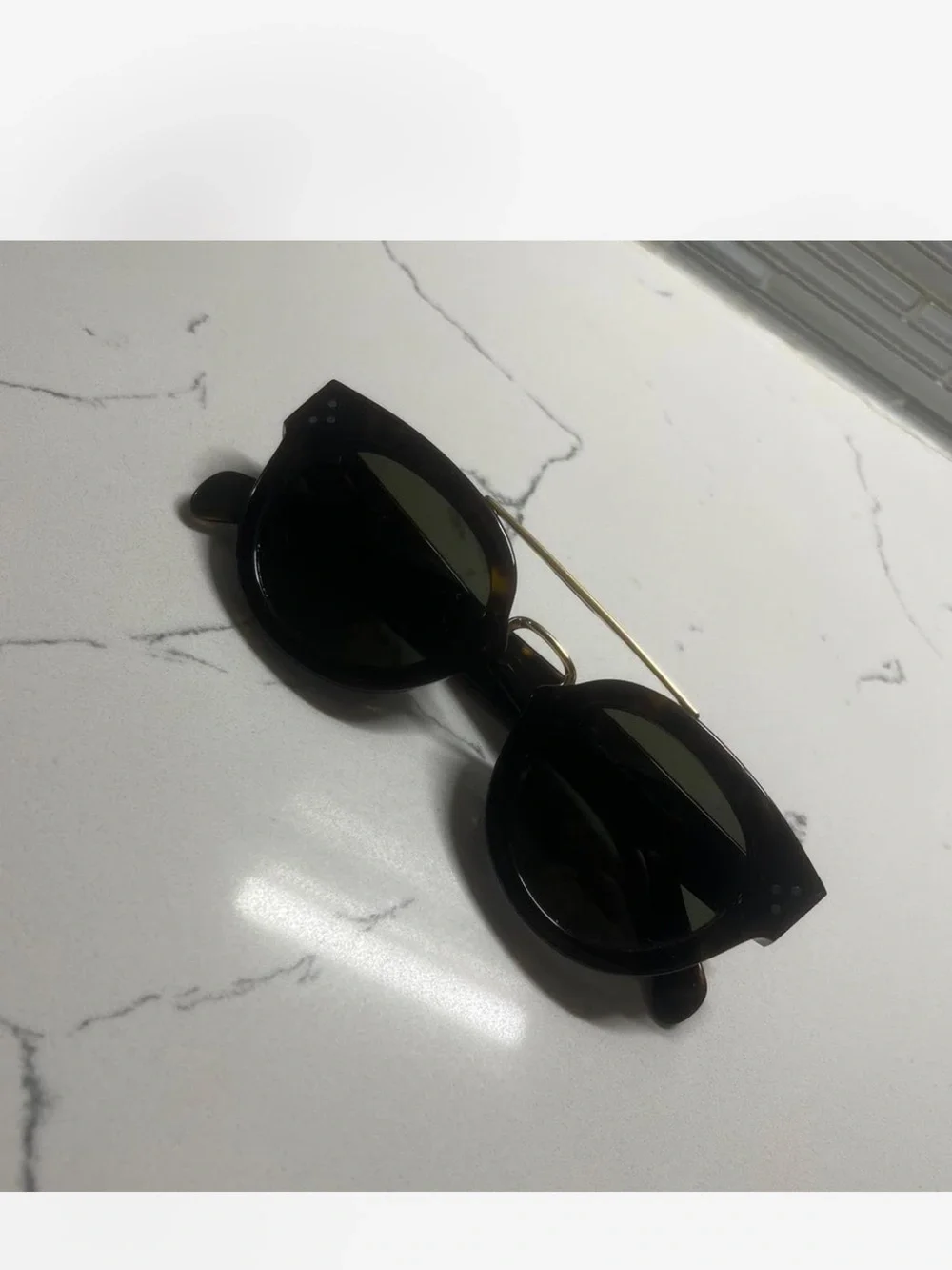 Celine Black Acetate Sunglasses with Gold Bridge